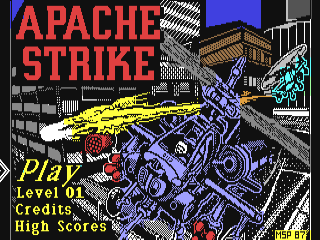 Apache Strike title screen for Commodore 64